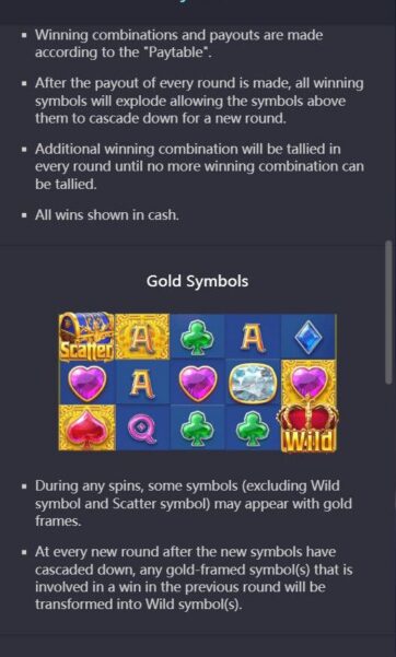 Gold symbols screen